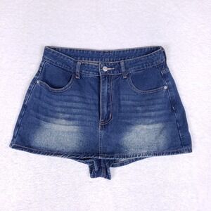 SHEIN Faded Denim Mini Skort 30 Blue